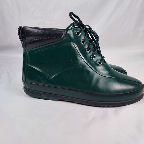Eddie Bauer Green Rubber Rain Boots Mens 9 Lace Up Waterproof Outdoor main image 12